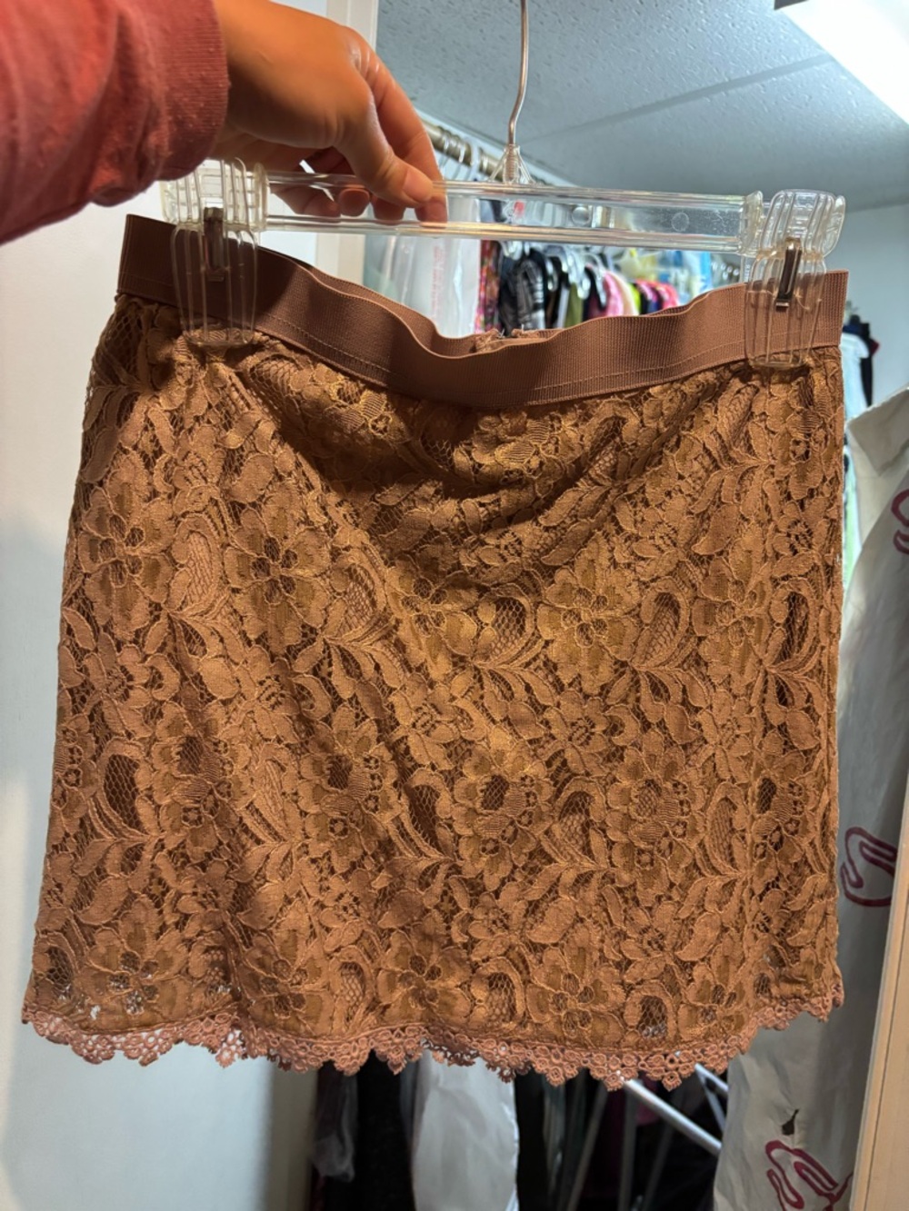 Lace Mini Skirt in Light Plum